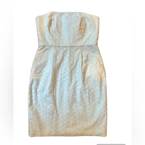 J. Crew Dress Strapless White Eyelet Cotton Knee Length NWT Size 8 - Picture 1 of 7